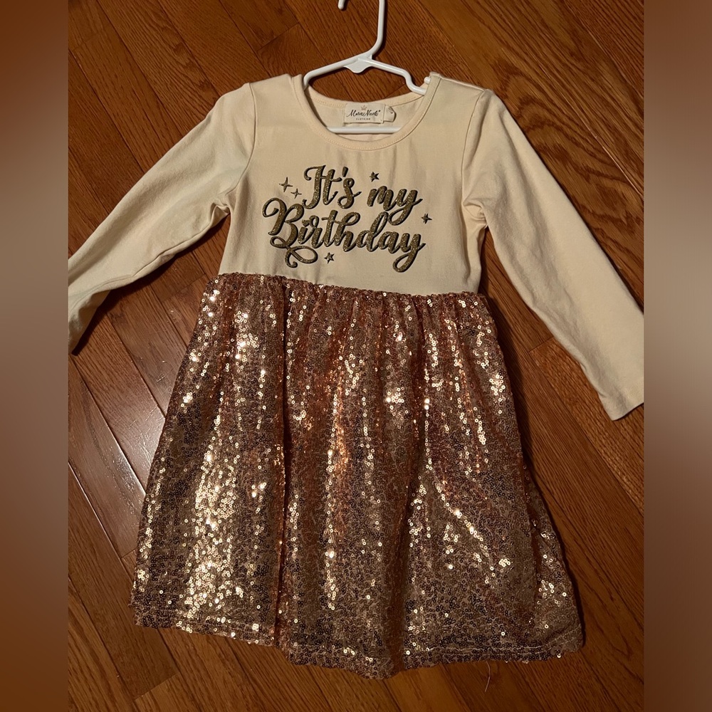 Rare Editions Cream Sequin Long Sleeve A-Line Dress